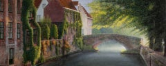 Brugge City View Canal Oil Painting In Stock