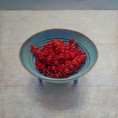 Rode Bessen Ceramic Fruit Realism Still Life Oil Painting In Stock