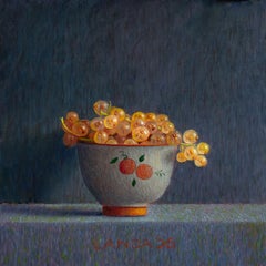 « Witte Bessen In Kommetje » : petite peinture à l'huile de style réaliste représentant des fruits, disponible en stock
