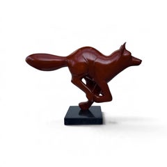Rennende Vos Running Fox Bronze Sculpture Wild Animal In Stock