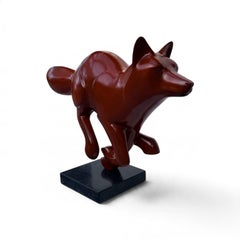 Rennende Vos Running Fox Bronze Sculpture Wild Animal In Stock