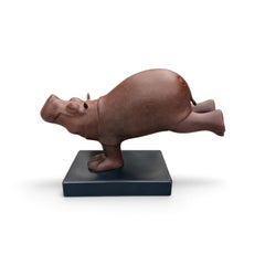 Dansende Hippo no. 2 Dancing Hippo Bronze Sculpture Medium In Stock