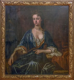 Antique Portrait of Barbara Herbert, Countess of Pembroke, with her dog