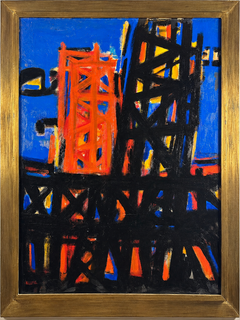 Oscar Anadon “Puente”, grande dipinto astratto modernista, 1951