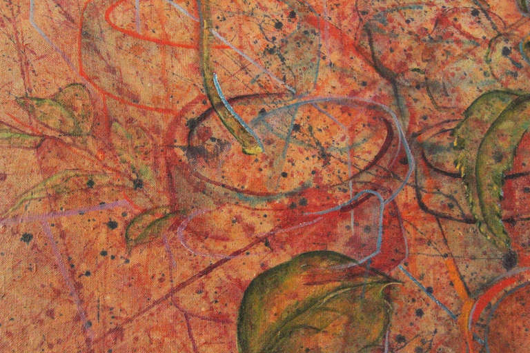 Naturaleza muerta con plantas y abstracción - Painting Abstracto de Stuart Bigley