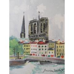 Maurice Utrillo - Notre Dame de Paris vue de la Seine - Original Lithograph