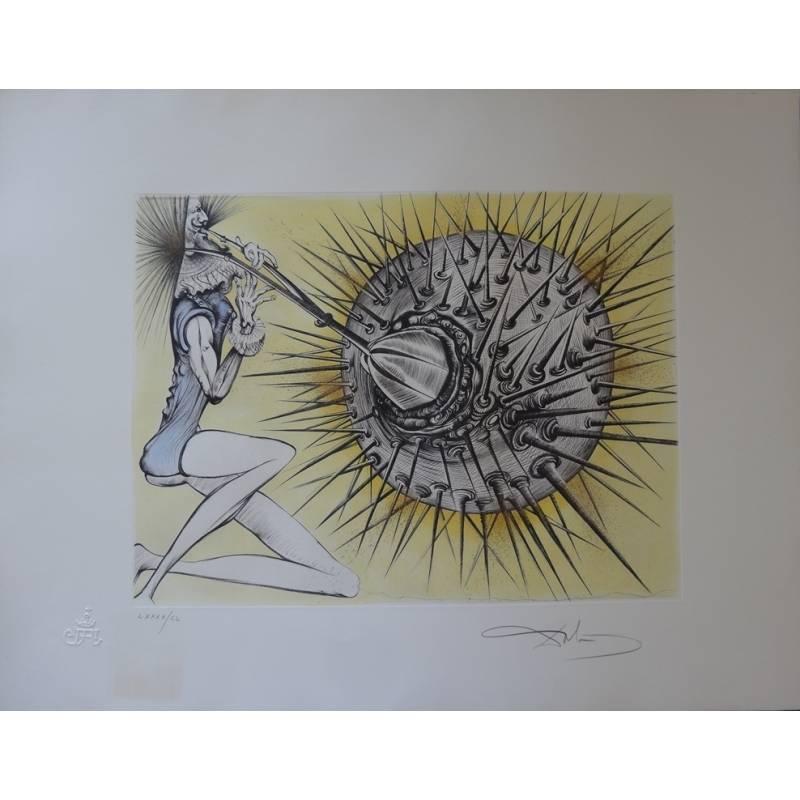 Salvador Dalí Figurative Print - Salvador Dali - Don Quixote and the Urchin - Original Signed Etching