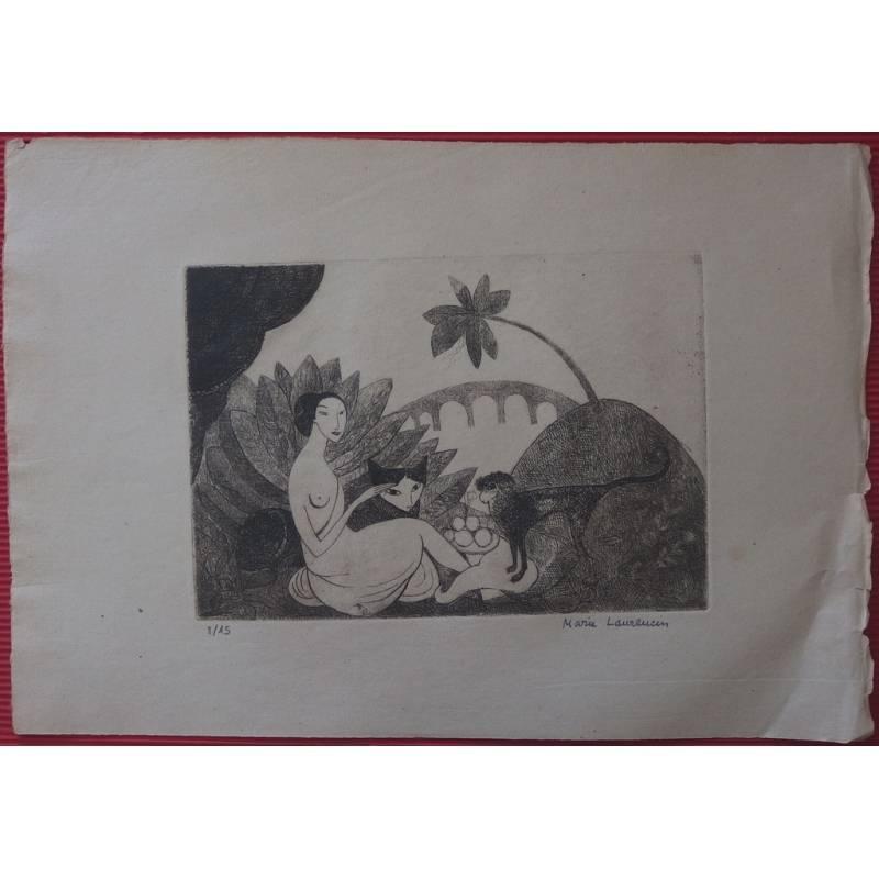 Original Etching by Marie Laurencin
Title: Le Pont de Passy
Edition of 15
Dimensions: 24 x 35 cm

Marie Laurencin (1883-1956)

Marie Laurencin went to Sèvres at the age of eighteen to receive instruction in porcelain painting. She