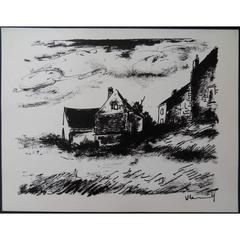 Maurice de Vlaminck - Casa di Rueil - Litografia originale