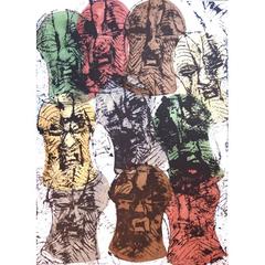 Arman - Songué Masks accumulation - Original Signed Lithograph 5