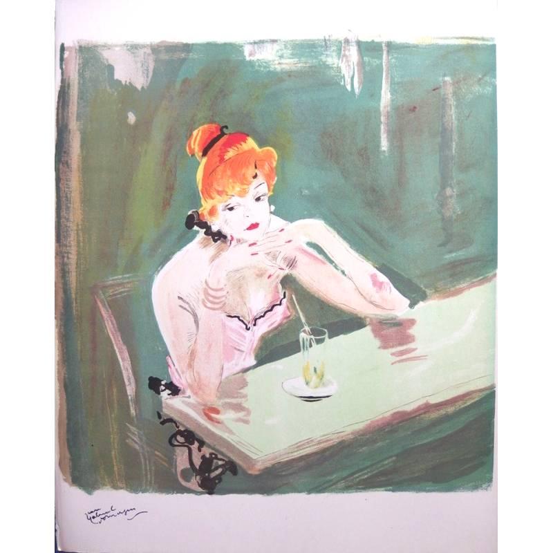 Jean-Gabriel Domergue Portrait Print - At The Cafe Rue Caumartin