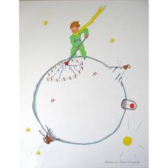 Antoine de saint Exupery - Little Prince - Volcano's Sweep - Lithograph