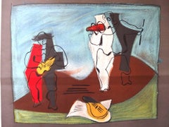 after Pablo Picasso - Harlequin and Pierrot -  Lithograph