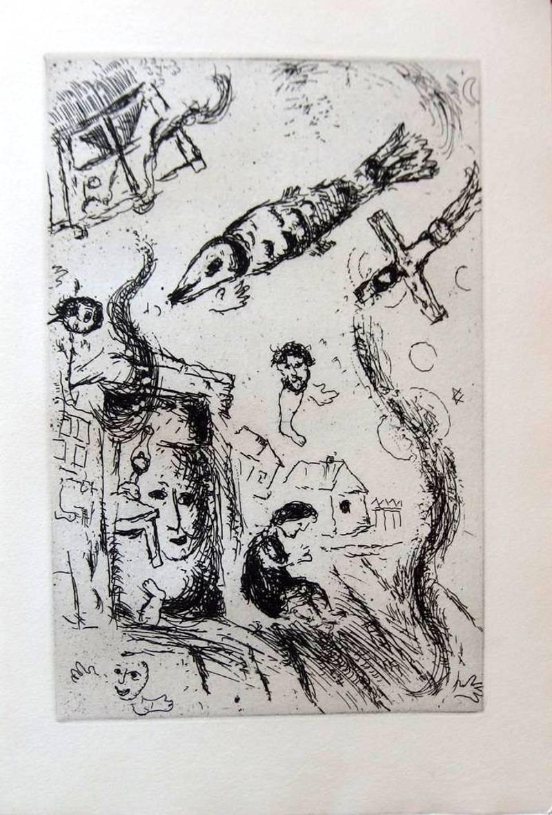  PRESENTATION : small in-4 in leaves under grey linen cover and slipcase. 
- ILLUSTRATION : 5 full page original etchings by Marc CHAGALL. 
- PRINTER : Lacouriere & Frelaut. 
- SIGNATURE : handsigned by Ficowski and Chagall on the limitation