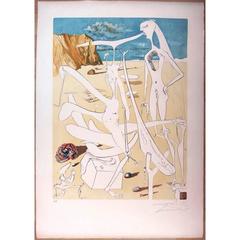 Salvador Dali - Infra-terrestrians adored by Dali - Original HandSigned 12