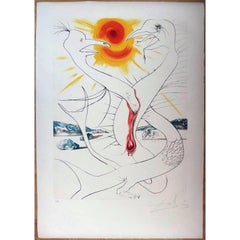 Salvador Dali - Le Caducée de Mars - Gravure originale signée à la main