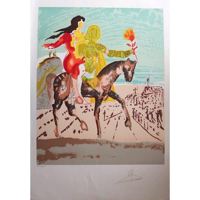 Salvador Dalí Portrait Print - Salvador Dali - Jerusalem - Woman Riding Horse - Original HandSigned Lithograph