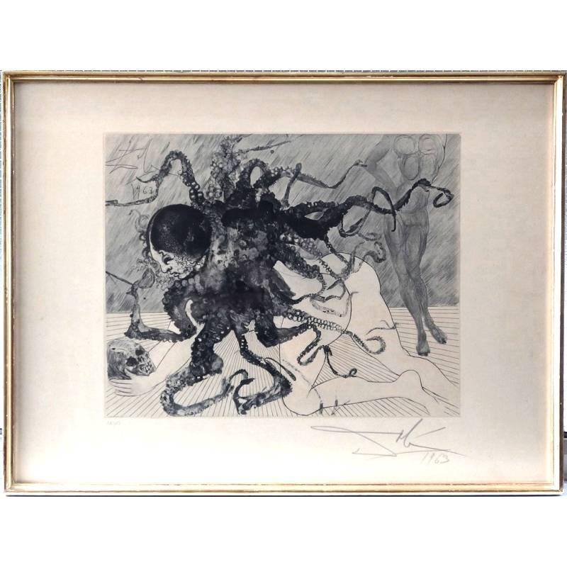 Salvador Dalí Print - Salvador Dali -  Medusa - Original Handsigned Etching