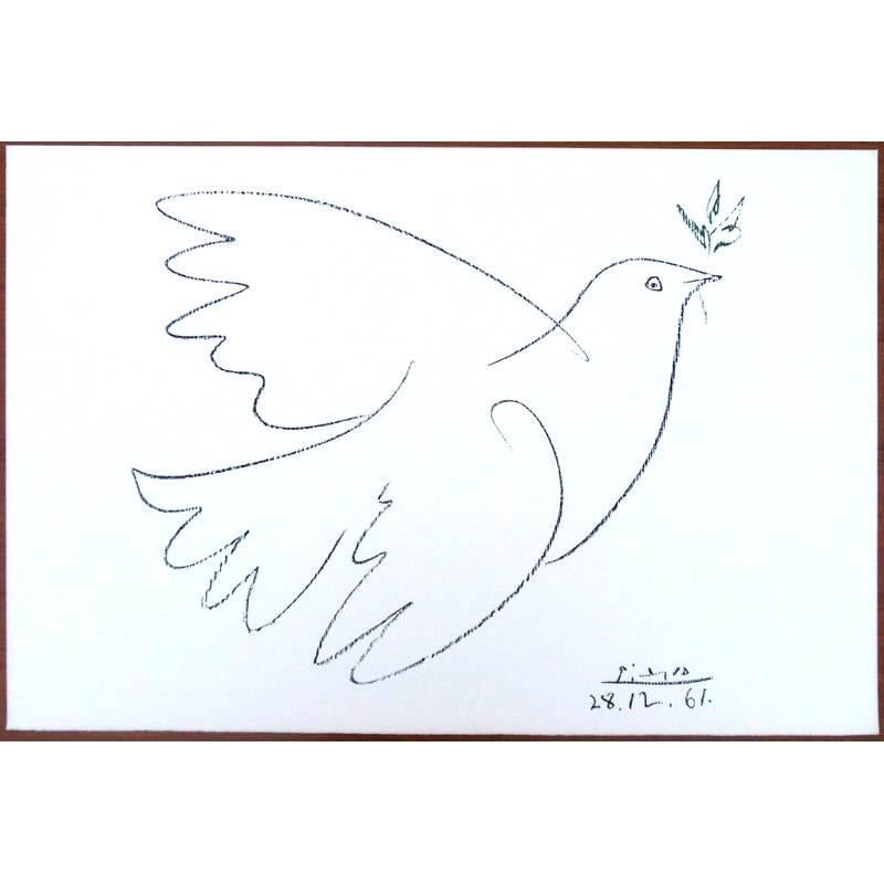 After PABLO PICASSO (1881-1973)
The Peace Dove
December 12, 1961
printed signature, as issued
38 x 56 cm


Pablo Picasso

Picasso is not just a man and his work. Picasso is always a legend, indeed almost a myth. In the public view he has long since