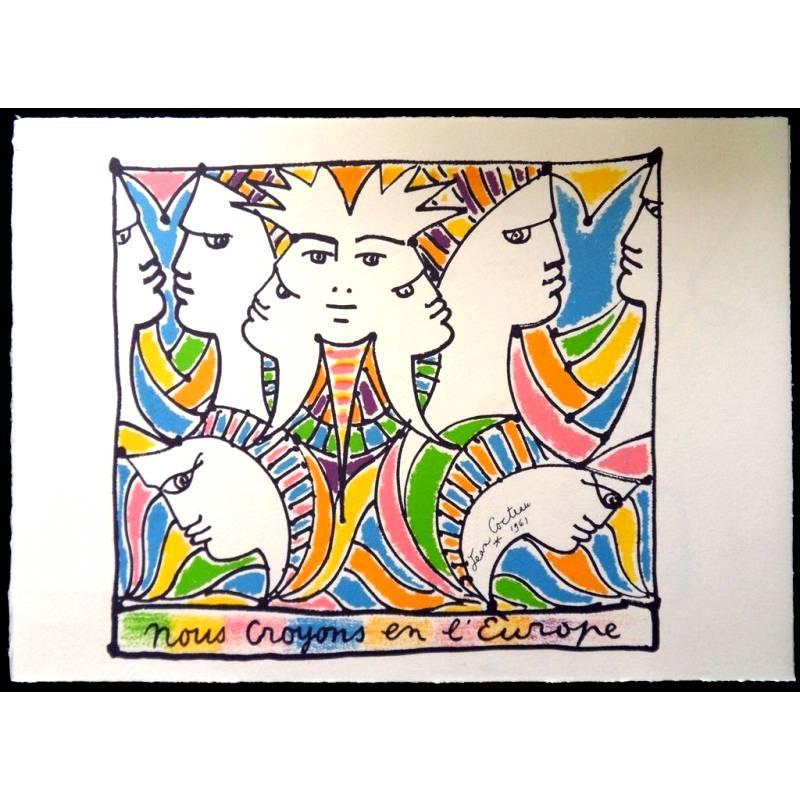 Original Lithograph by Jean Cocteau
Title: Europe and the World
Signed in the plate
Dimensions: 33 x 46 cm
Edition: 200
Luxury print edition from the portfolio of Sciaky
1961

Jean Cocteau

Writer, artist and film director Jean Cocteau was one of