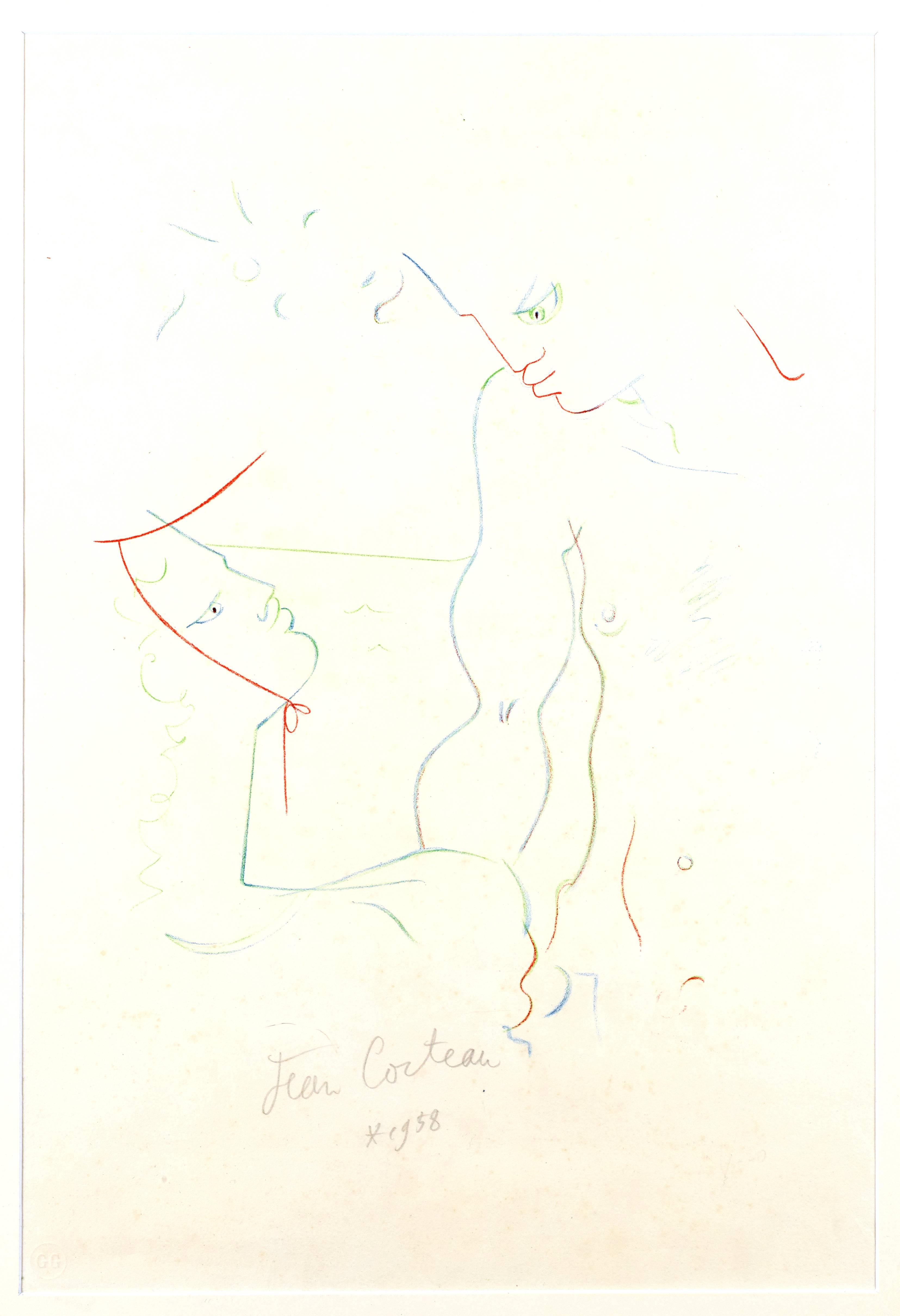 JEAN COCTEAU (1889-1963)
Under the Sun of Menton
1958
Handsigned Lithograph
Dimensions: 57,5 x 38,5 cm

Jean Cocteau

Writer, artist and film director Jean Cocteau was one of the most influential creative figures in the Parisian avant-garde between