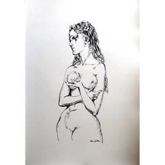Léonard Foujita - Eve With an Apple - Original Lithograph 4