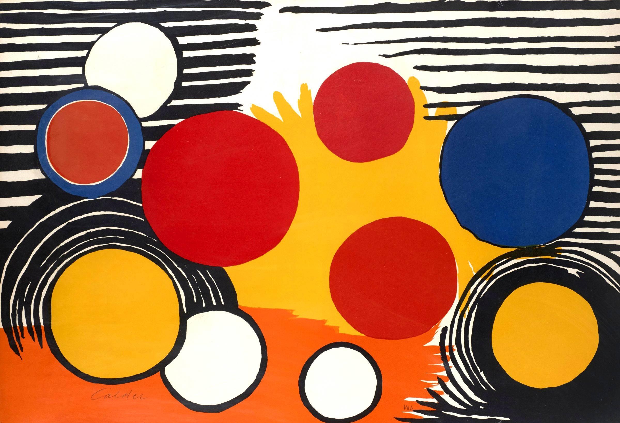 Alexander Calder 
Circles 
Framed Original HandSigned Lithograph
Circa 1970 
Edition: VII/L (7/50)
Dimensions: 75 x 109,50 

Alexander Calder (1898 - 1976)

The American artist Alexander Calder was born in Philadelphia in 1898. He studies