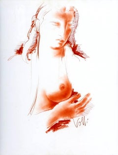 Antoniucci Volti - Torso - Signed Original Sanguine Drawing