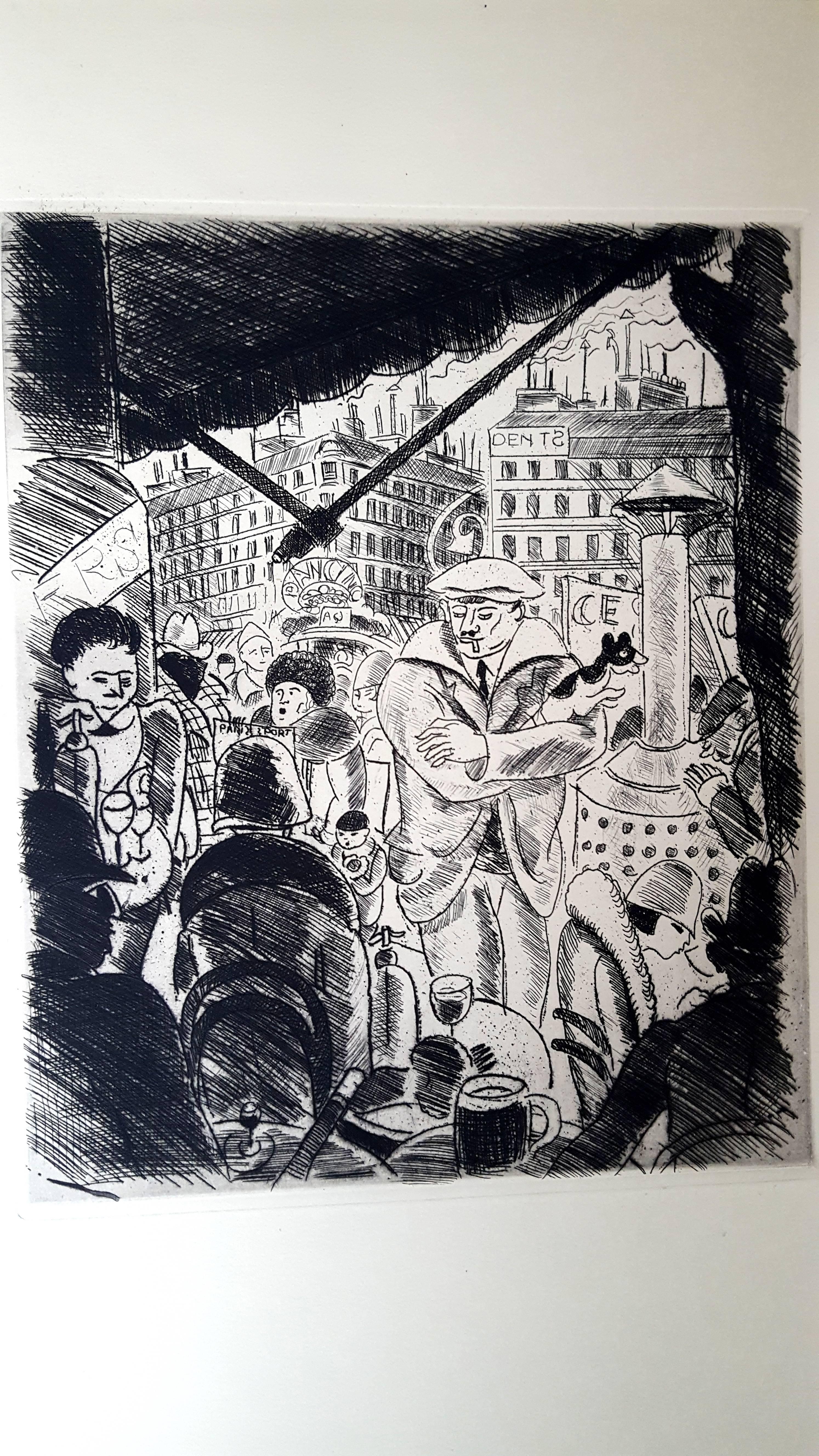 Pierre Falké - La terraza de París - Aguafuerte original
