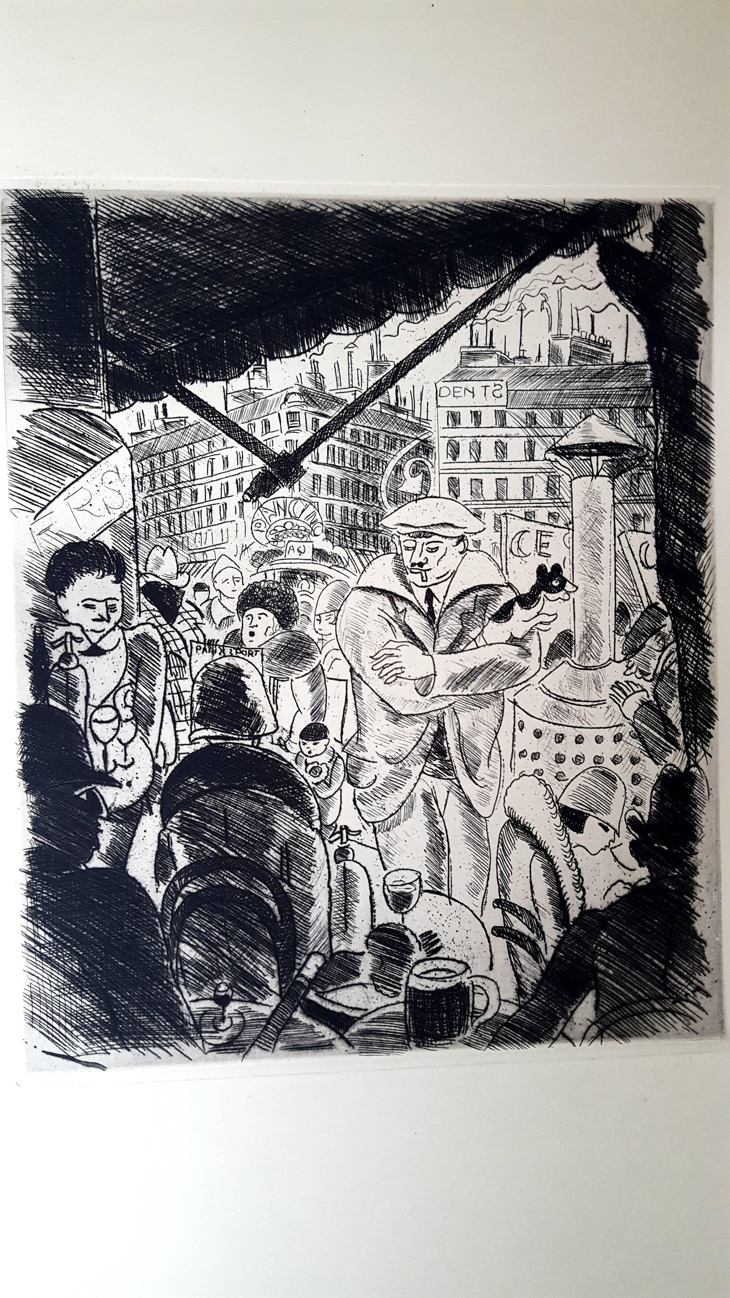 Pierre Falké - Paris' Terrasse - Original Etching