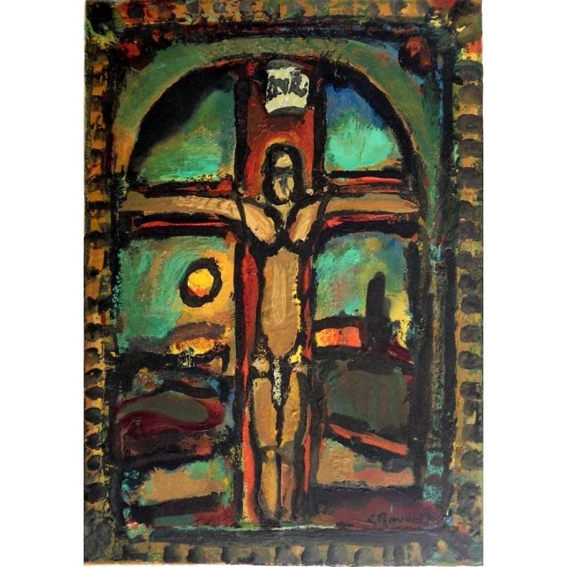 Georges Rouault
Title: Crucifixion
Signed
Dimensions: 38 x 28 cm
Information :  Engraving published in 1965 for the portfolio &quot; &quot;Les Peintres mes amis&quot; published by Heures Claires and limited to 250 copies. 
Condition : Good

Georges