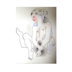 Jean Cocteau - Couple - Original Handcolored Lithograph 1