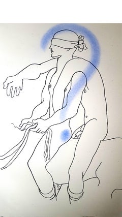 Livre blanc - Lithographie originale colorée à la main Jean Cocteau