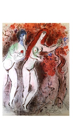 Vintage Marc Chagall - The Bible - Adam and Eve - Original Lithograph