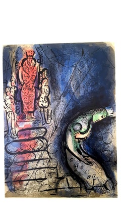 Vintage Marc Chagall - The Bible - Ahasuerus Sends Vasthi Away  - Original Lithograph