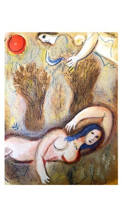 Marc Chagall - La Bible - Boaz se réveille et voit Ruth - Lithographie originale