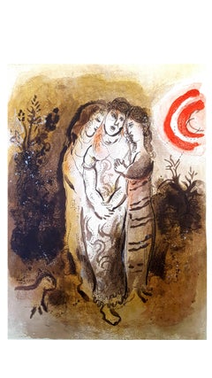 Vintage Marc Chagall - The Bible - Naomi and her daughters-in-law - Original Lithograph