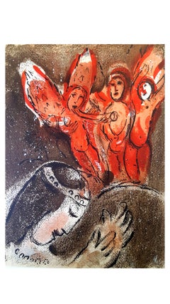 Marc Chagall - The Bible - Sarah and the Angels - Original Lithograph