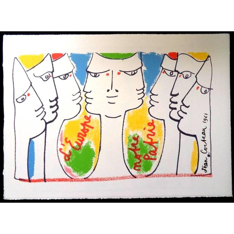 Jean Cocteau - La construcción de Europa - Litografía original