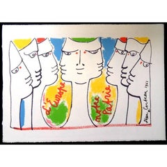 Retro Jean Cocteau - Europe's Construction - Original Lithograph