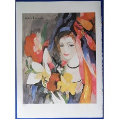 After Marie Laurencin - Jeune-fille au bouquet - Lithograph