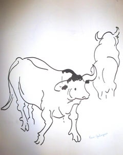 Pierre Ambrogiani - Cows - Signed Drawing