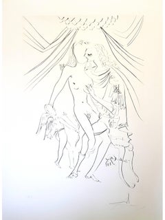 Salvador Dali -  Vénus, Mars et Cupidon - Gravure signée à la main