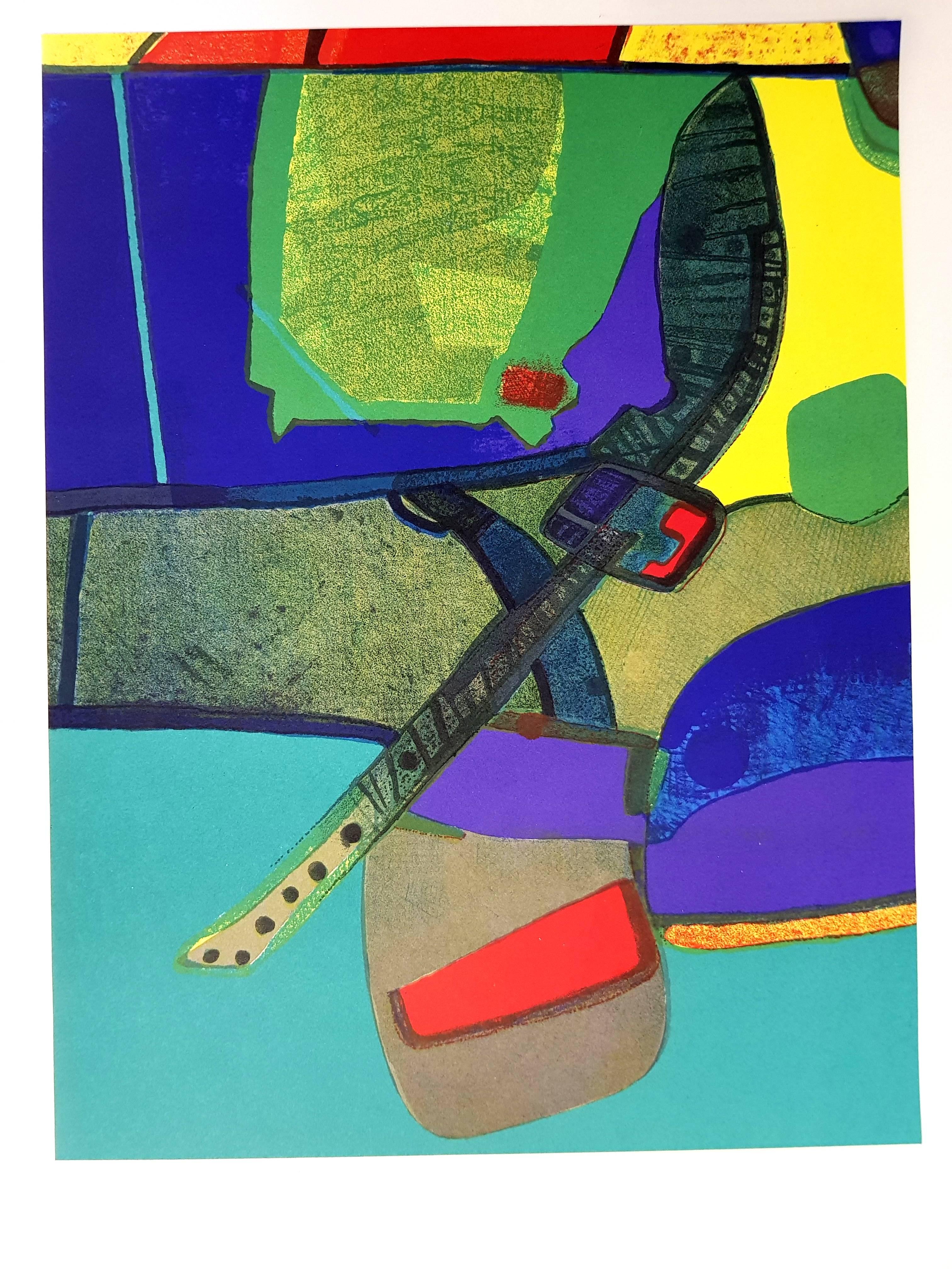 Maurice Estève Abstract Print – Komposition - Original Lithographie von Maurice EstÃ ̈ve