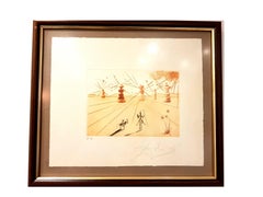 Salvador Dali - Don Quixote and the Windmills - Original Handsigned Etching