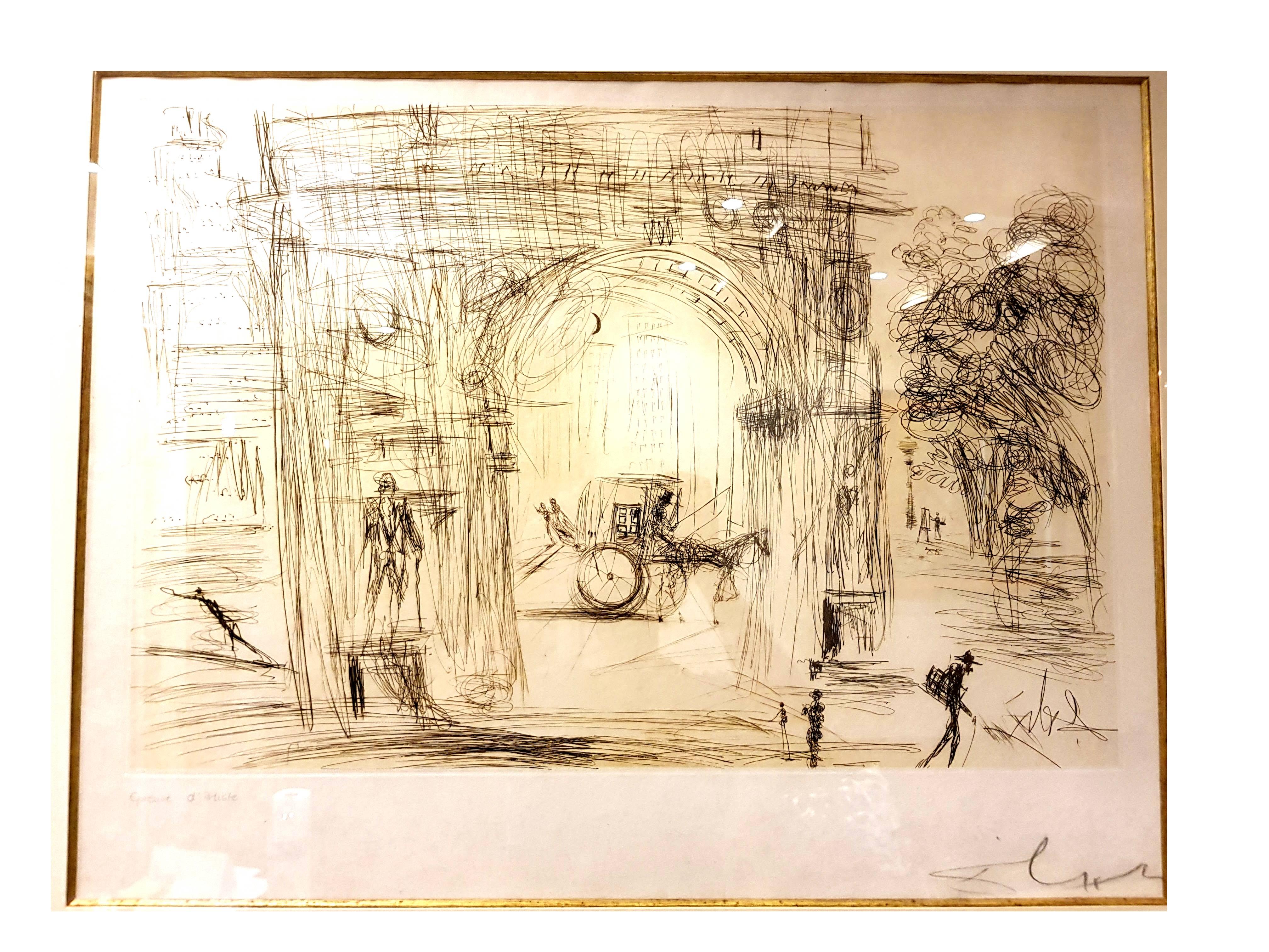 Salvador Dali - Washington Gate - Original Handsigned Etching - Print by Salvador Dalí