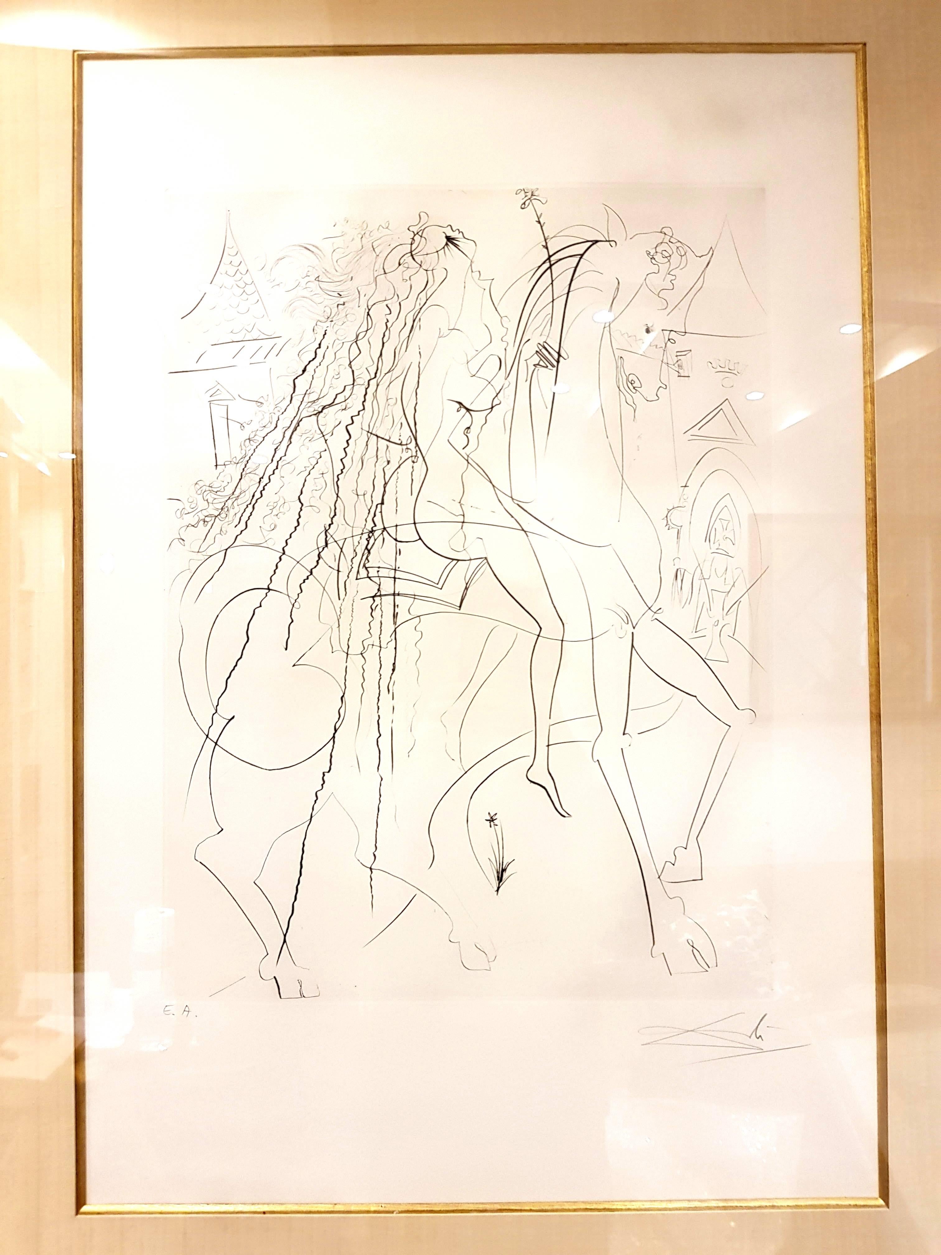 Salvador Dali - Lady Godiva - Original handsignierte Radierung – Print von Salvador Dalí