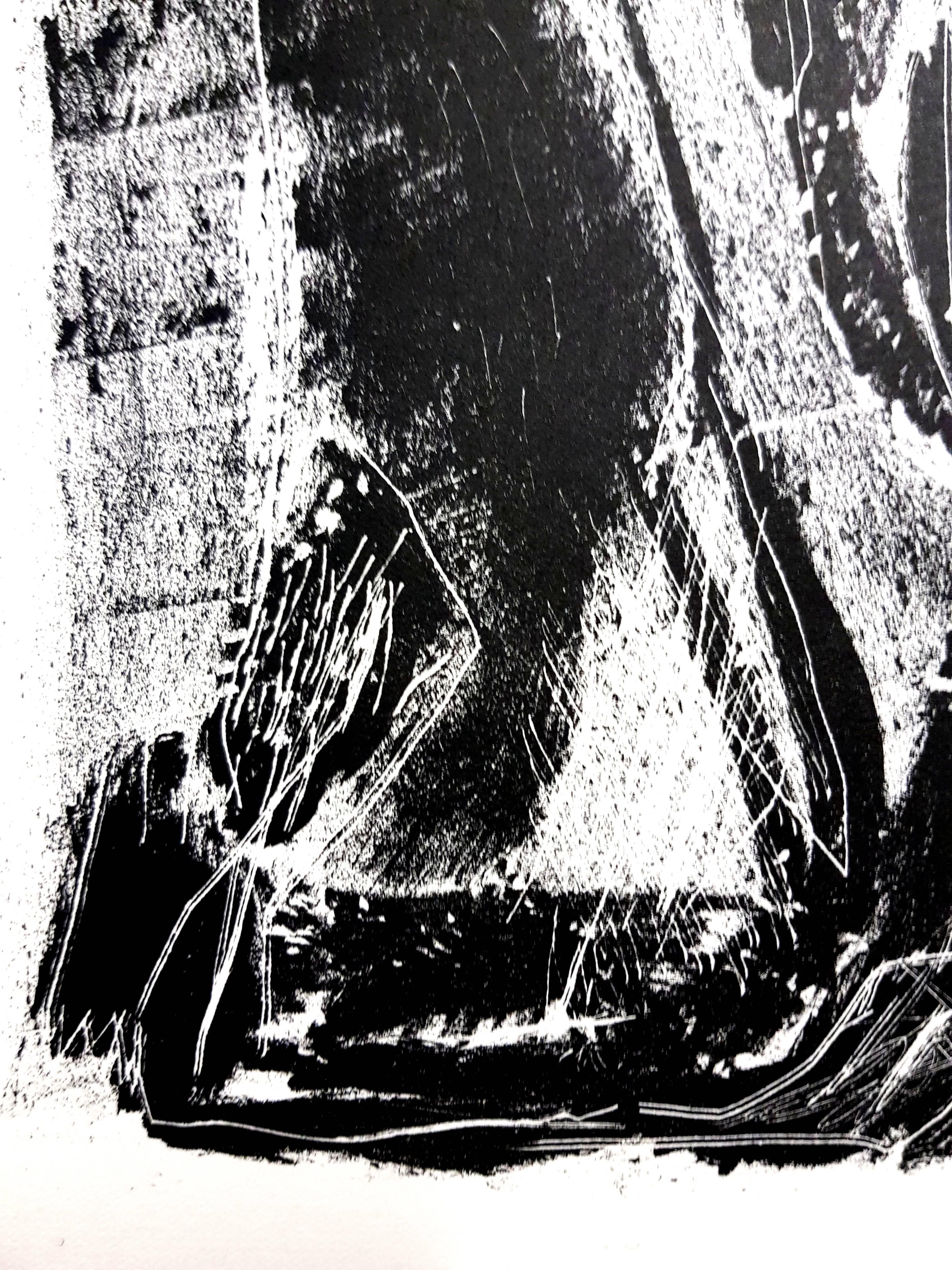 Jean-Michel Atlan - Kafka - Lithographie originale - Noir Abstract Print par jean-Michel Atlan