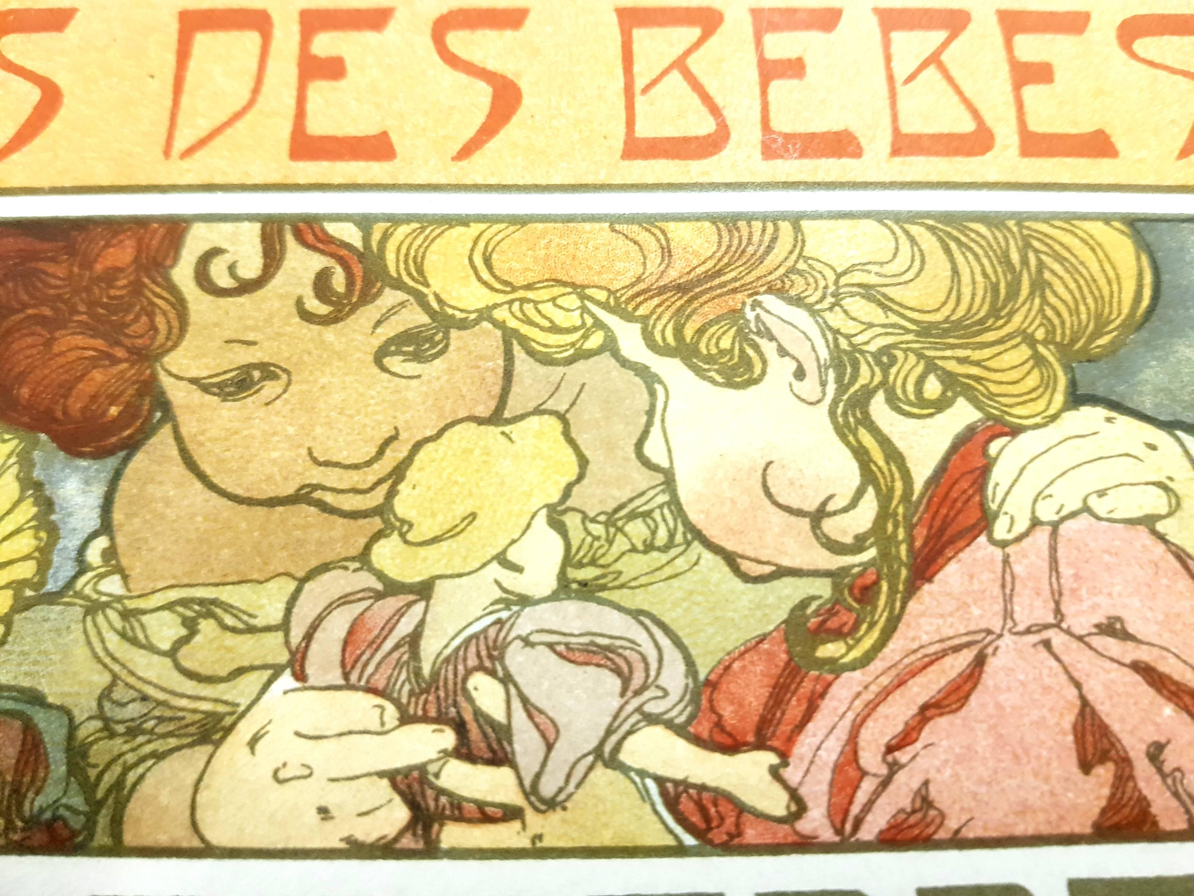 Alfons Mucha - Litografía original - Christmas Baby Party en venta 4