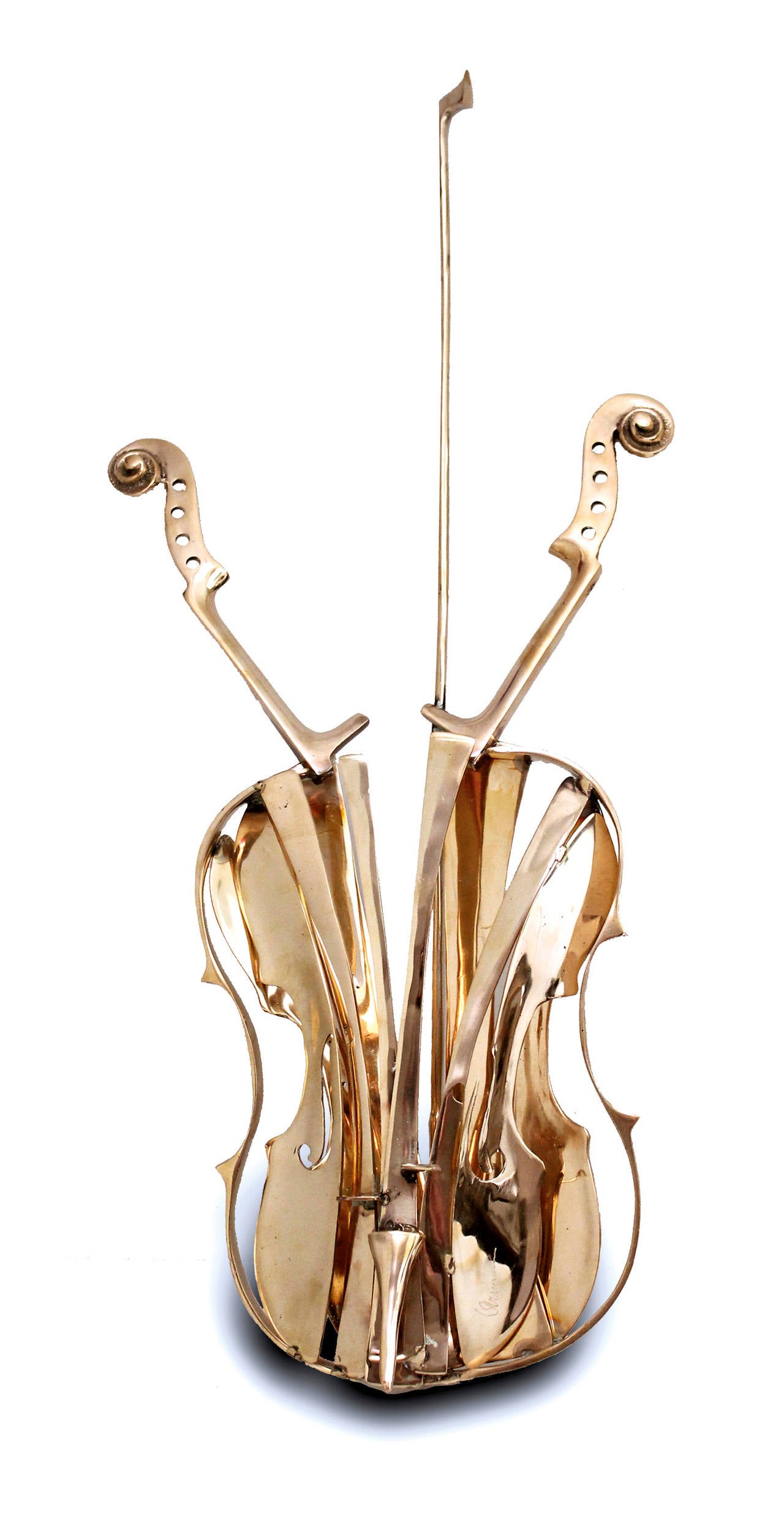 Fernandez Arman Figurative Sculpture - Beautiful Arman's Bronze Violin Sculpture